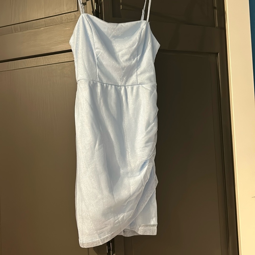 Princess Polly Light Blue Sparkly Mini Dress. Size U.S. 0